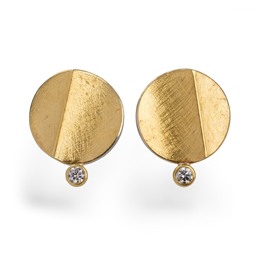 24ct Gold and Silver Earrings with Round Diamonds