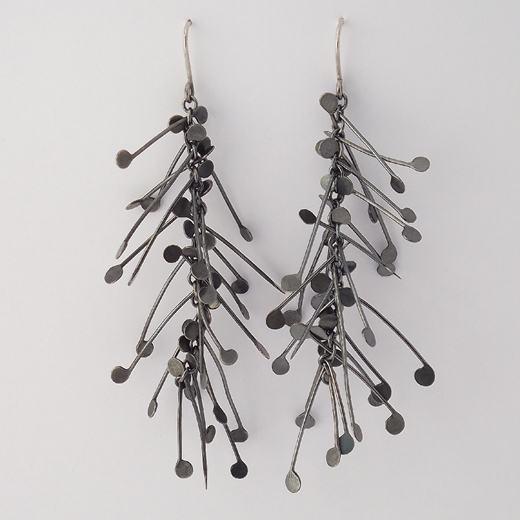 Chaos long dangling wire earrings, oxidised