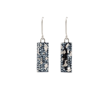 Blue and Silver Curved Rectangle Drop Earrings