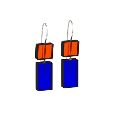 Short Construction earrings orange and blue