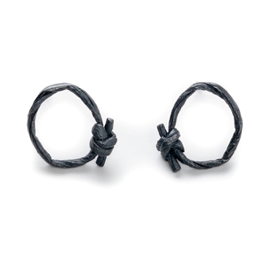 oxidised knotted string earrings