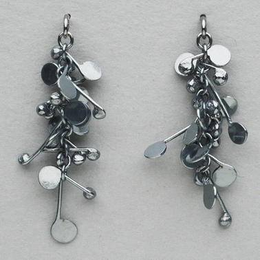 Blossom wire stud earrings, oxidised