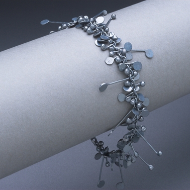 Blossom wire bracelet, oxidised