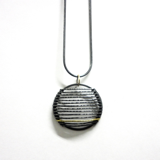 Black & Gold Stripe Necklace (front view)