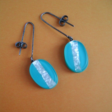 turquoise oval drop earrings