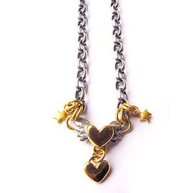 Winged heart & tiny star necklace