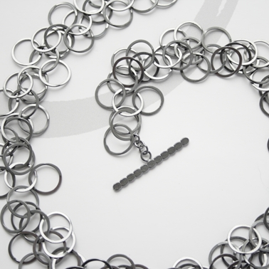 Oxidised silver 3 loop necklace