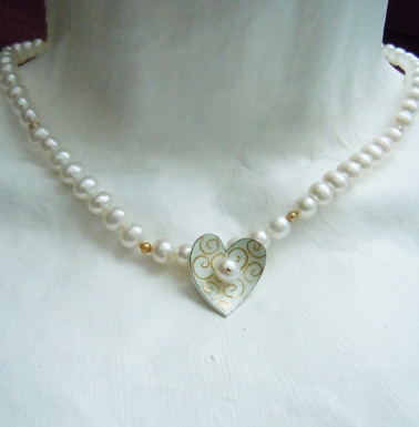 White Heart Drop Necklace