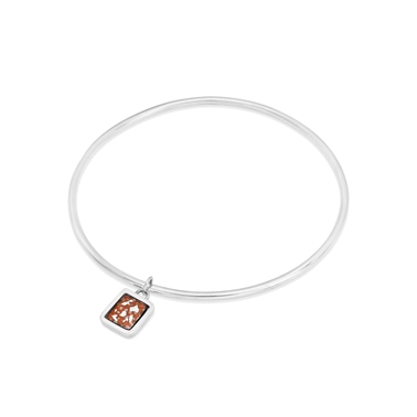Tangerine and Silver Square Framed Bangle