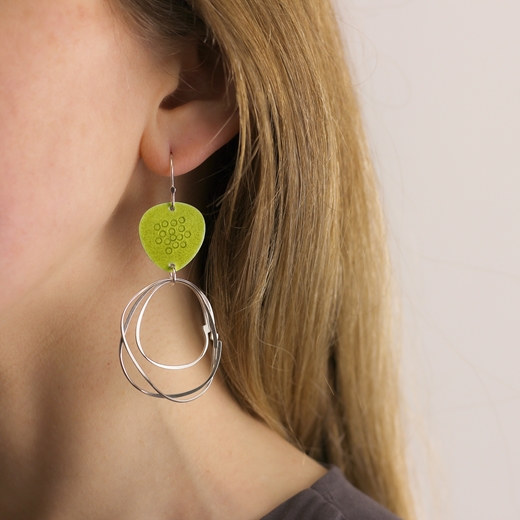 Flotsam earrings spring-green worn