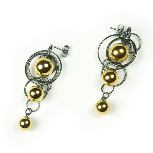 Gold Triple Bubble Earrings 2