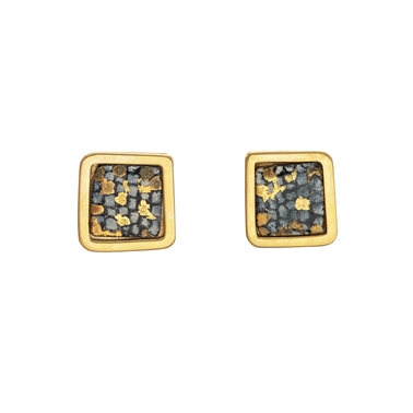 Gold plated blue and gold square framed studs