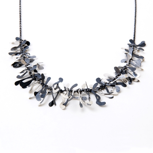 Half Boa Necklace. Oxi and Polished silver mix