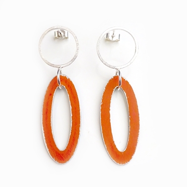 Hanging Oval Earrings Orange