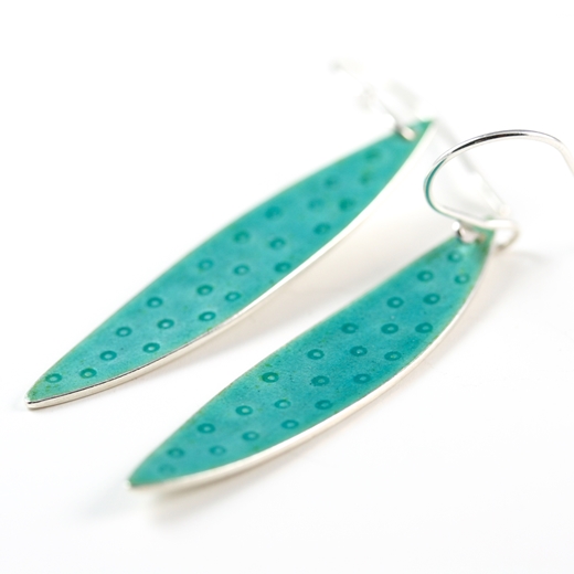 Tidal earrings long deep turquoise detail