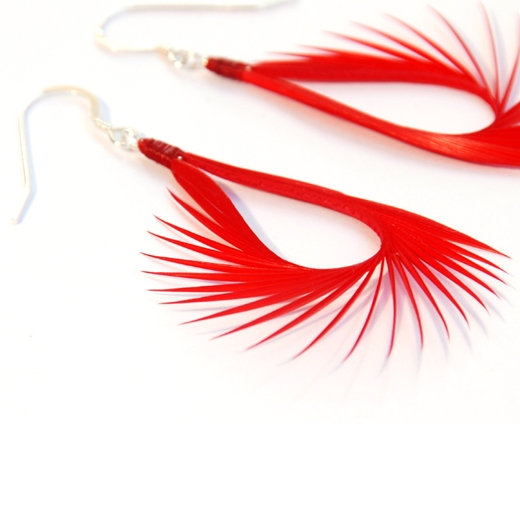 Red spiky drop earrings