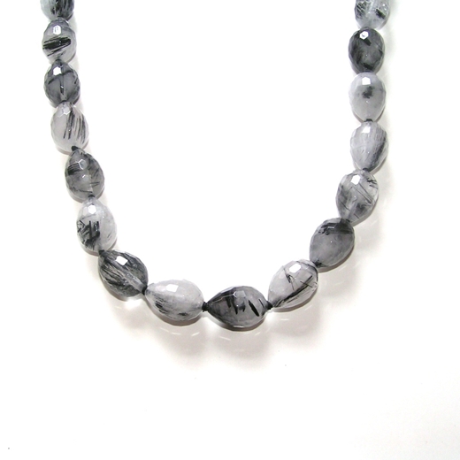Tourmalinated Quartz Drop Necklace - gemstone close up.
