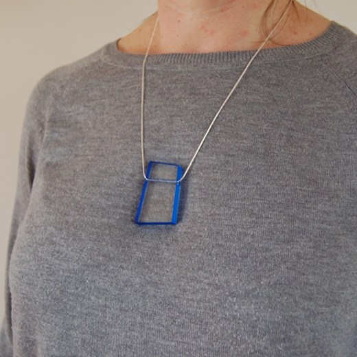 model block necklace blue