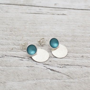 Teal Stud with Oval Drop