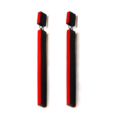 Straight & Narrow Earrings - Black & Red 1