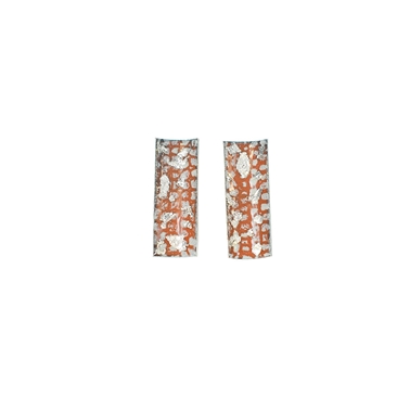 Tangerine and Silver Rectangle Curved Studs