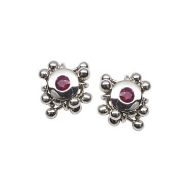 Ruby Cluster Stud Earrings