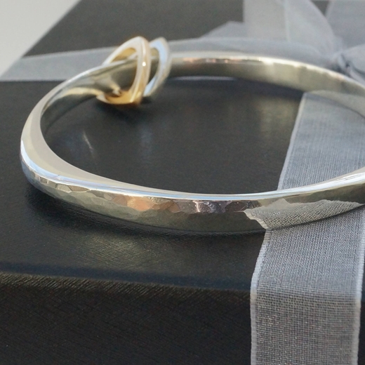 Triangular Bangle with silver and 9ct gold charms