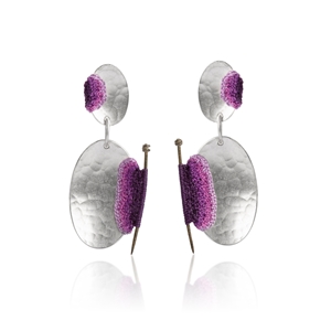 Mudlarked pin drop earrings - purple