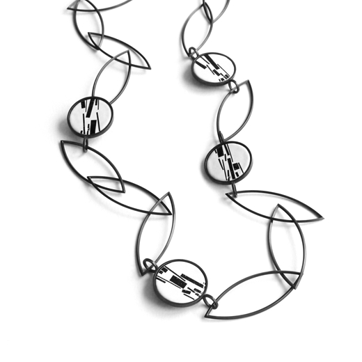 Enamel 'Shred Marked' Leaf Chain Necklace - detail