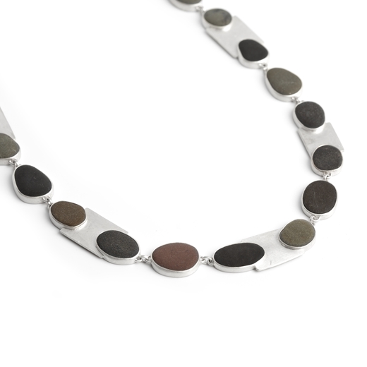 Pebble and Square Necklace - detail