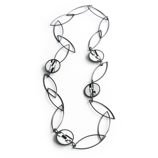 Enamel 'Shred Marked' Leaf Chain Necklace - full necklace