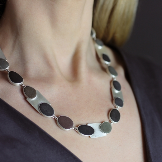 Pebble and Square Necklace - worn