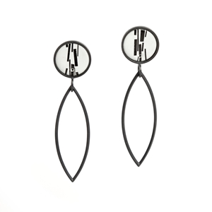 Enamel 'Shred Marked' Long Leaf Earrings