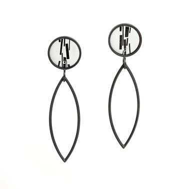 Enamel 'Shred Marked' Long Leaf Earrings