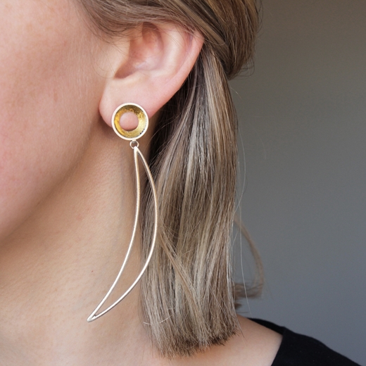 Curved Earrings worn