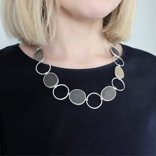 Pebble and Coiled Hoop Necklace - worn