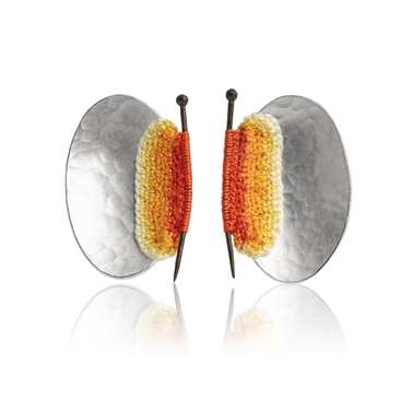 Mudlarked pin stud earrings - orange