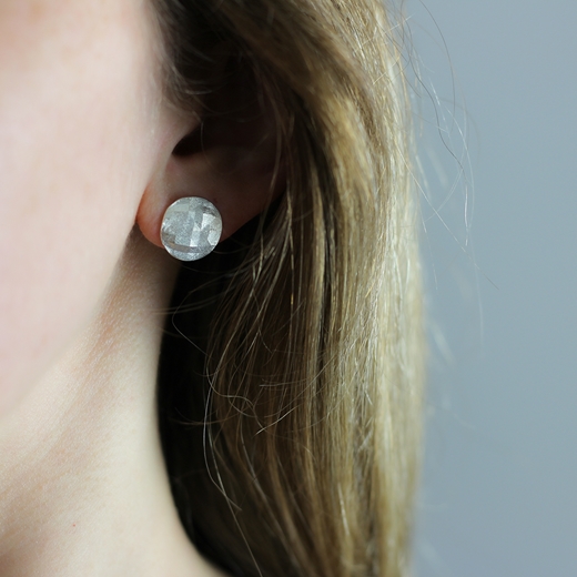 Round Faceted Earrings	- worn