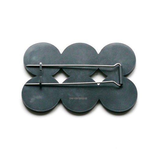 Enamel Dot Marked Lined Disc Brooch - back