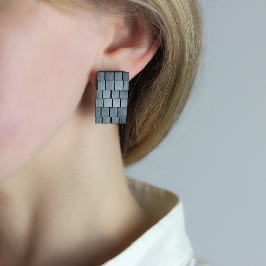 Oxidised roof earrings - worn