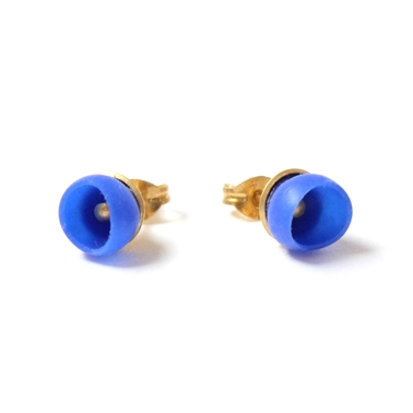 Blue 1 cup studs - gold plated