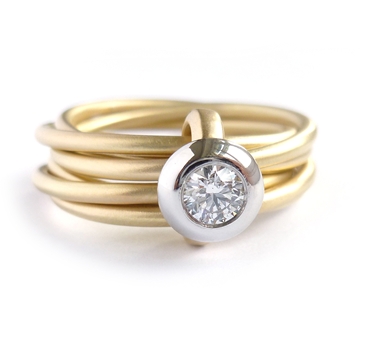 Modern gold and platinum 6 band enagement wedding ring | Contemporary ...