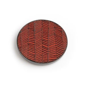 Red Chevron Oval Brooch