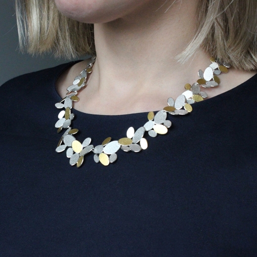 Mixed ovals flower chain necklace worn