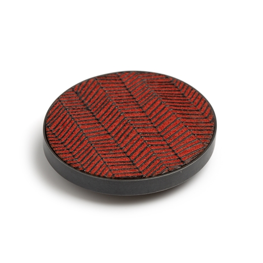 Red Chevron Oval Brooch - side