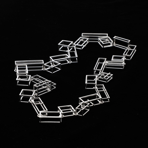 Silver cube necklace by Mariko Sumioka