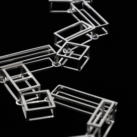 Silver cube necklace detail