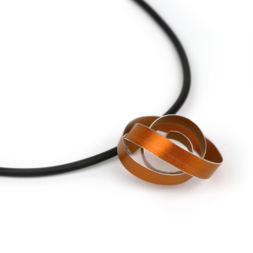 Orange wide ribbon coil pendant - side