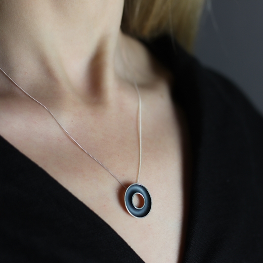 Medium concave torus necklace - worn