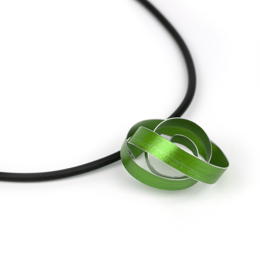 Lime wide ribbon coil pendant